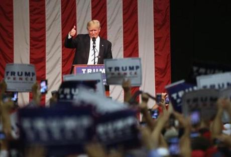 Fairfield Connecticut. Thousands of people in the traditionally Democratic-leaning state came out to see Trump speak at Sacred Heart Univer