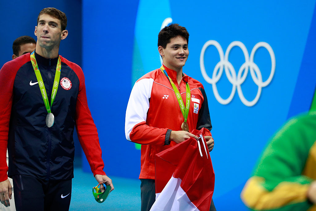 Joseph Schooling was overcome with emotion after beating his hero Michael Phelps