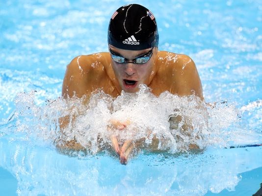 Josh Prenot during the men's 200-meter breaststroke semifinal