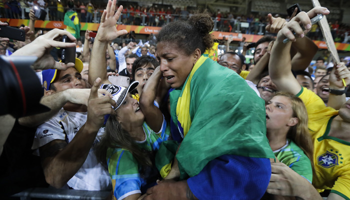 Gold proves I`m no monkey says favela star Rafaela Silva