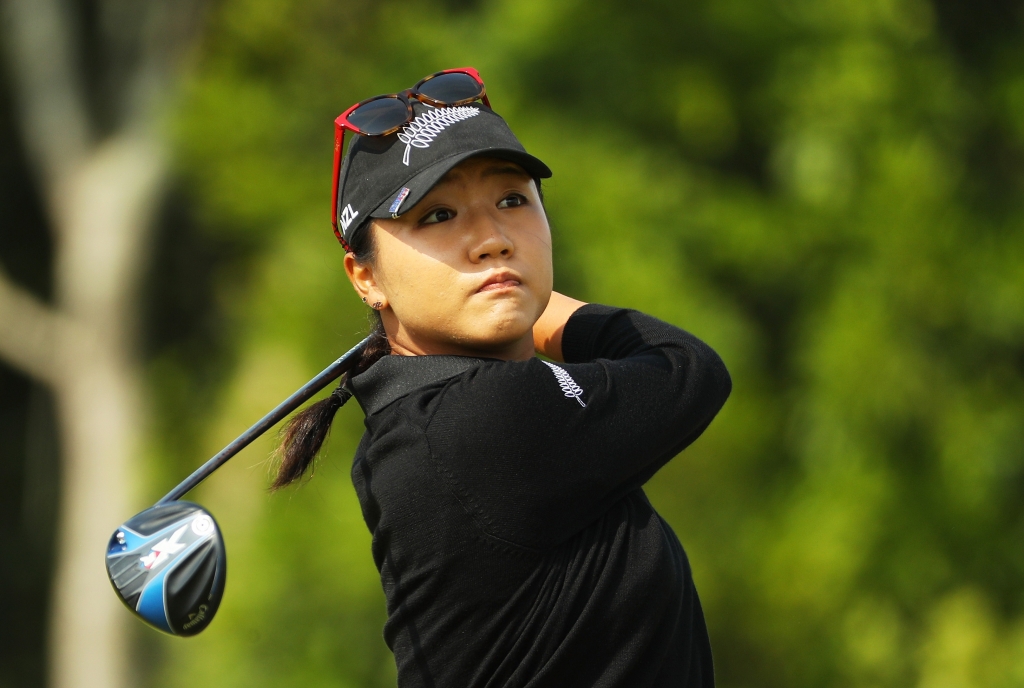 RIO DE JANEIRO BRAZIL- AUGUST 20 Lydia Ko of New Zealand plays her shot from the fifth tee during the Women's Golf Final on Day 15 of the Rio 2016 Olympic Games at the Olympic Golf Course