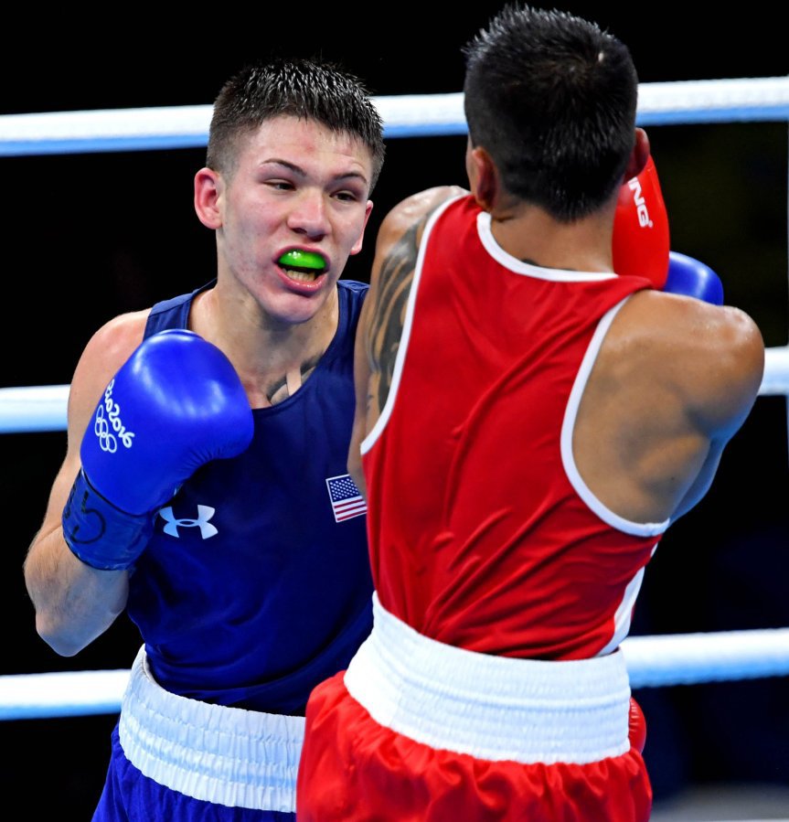 JACK GRUBER  USA TODAY SPORTS Nico Miguel Hernandez fights Carlos Eduardo Quipo Pilataxi during the men's boxing light fly weight quarterfinals at Riocentro- Pavilion 6. Mandatory Credit Jack Gruber-USA TODAY Sports