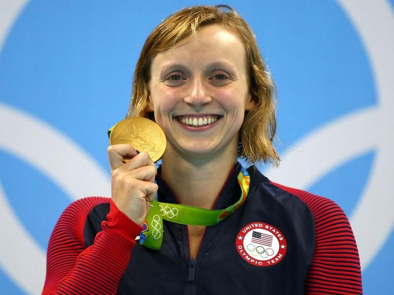 Katie Ledecky with her fourth gold medal at Rio 2016