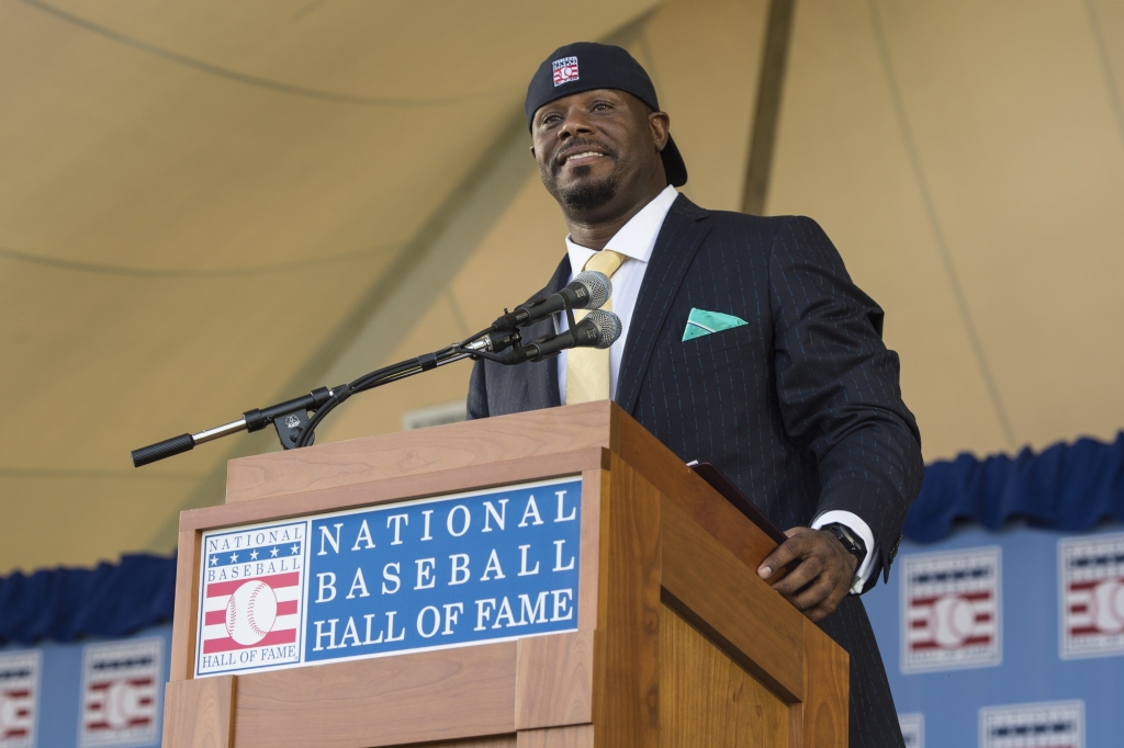 Jul 24 2016 Cooperstown NY USA Hall of Fame Inductee Ken Griffey Jr. makes his acceptance speech during the 2016 MLB baseball hall of fame induction ceremony at Clark Sports Center. Mandatory Credit Gregory J. Fisher-USA TODAY Sports ORG XMIT USATS