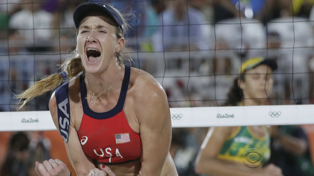 Kerri Walsh Jennings celebrates during the Rio Olympics.               AP