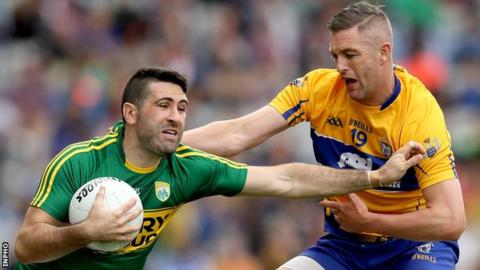 Kerry's Bryan Sheehan is challenged by Clare's Enda Coughlan in last weekend's All Ireland quarter-final