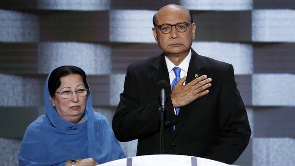 Khizr Khan and his wife Ghazala at the Democratic National Convention in Philadelphia