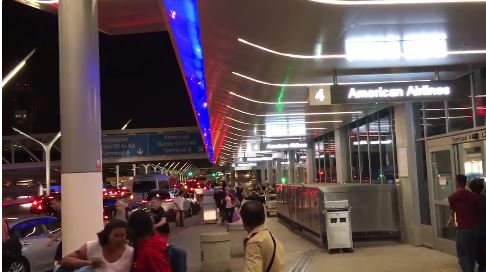 People leaving LA Airport following reports of a shooting