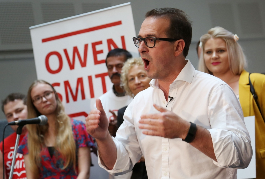 Labour MP Owen Smith speaks during his campaign launch near Cardiff