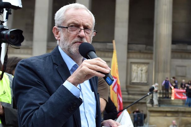 Labour leader Jeremy Corbyn speaks at a rally