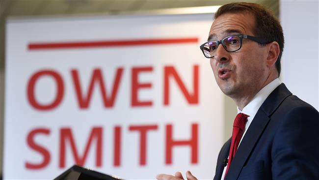 British opposition Labour Party leadership contender Owen Smith delivers a speech at the University of Salford in northwest England