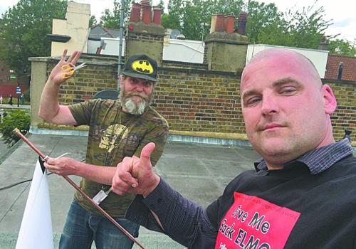 Martin Matthews left and Bobby Smith on the roof