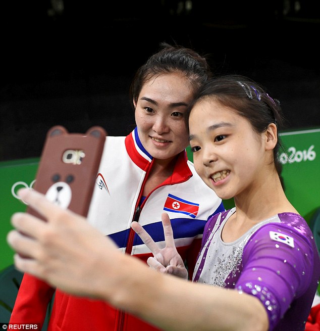 Lee Eun Ju of South Korea takes a selfie