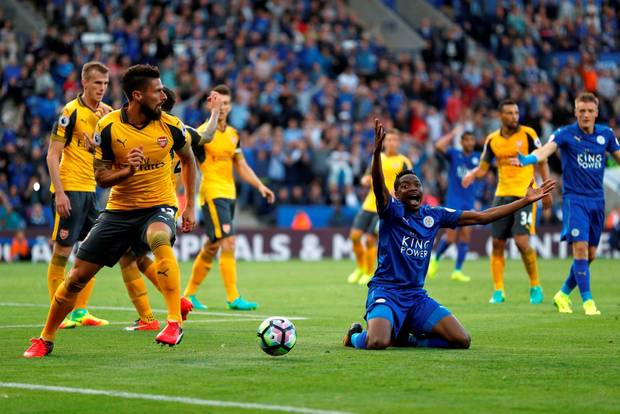 Leicester City's Ahmed Musa reacts after a penalty is not awarded