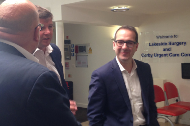 Labour leadership contender Owen Smith at Corby Urgent Care Centre NNL-161208-170334001