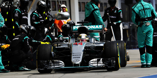 Lewis Hamilton gets a pit stop