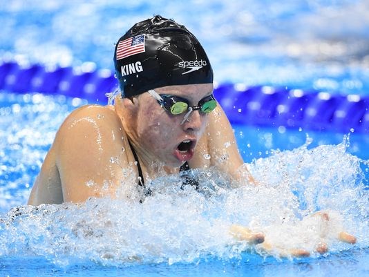 Lilly King during the women's 200m breaststroke semifinals in the Rio 2016 Summer Olympic Games