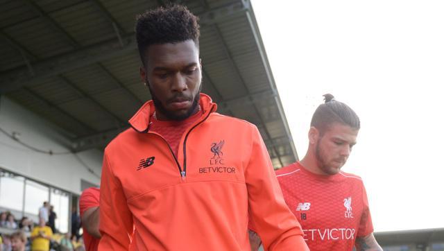 Liverpool's Daniel Sturridge arrives for the English League Cup second round football match