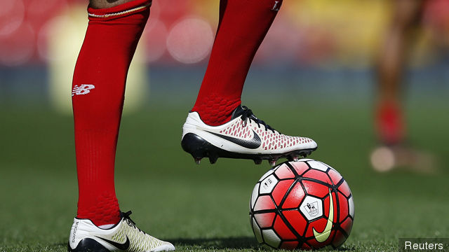 General view of boots and a football before the match