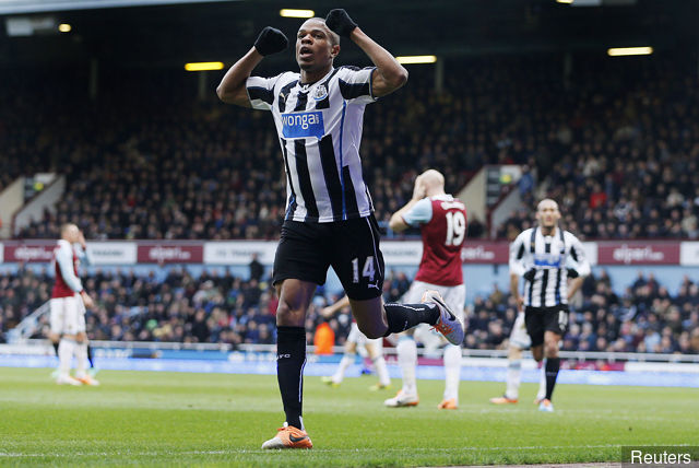 Loic Remy celebrates after scoring for Newcastle