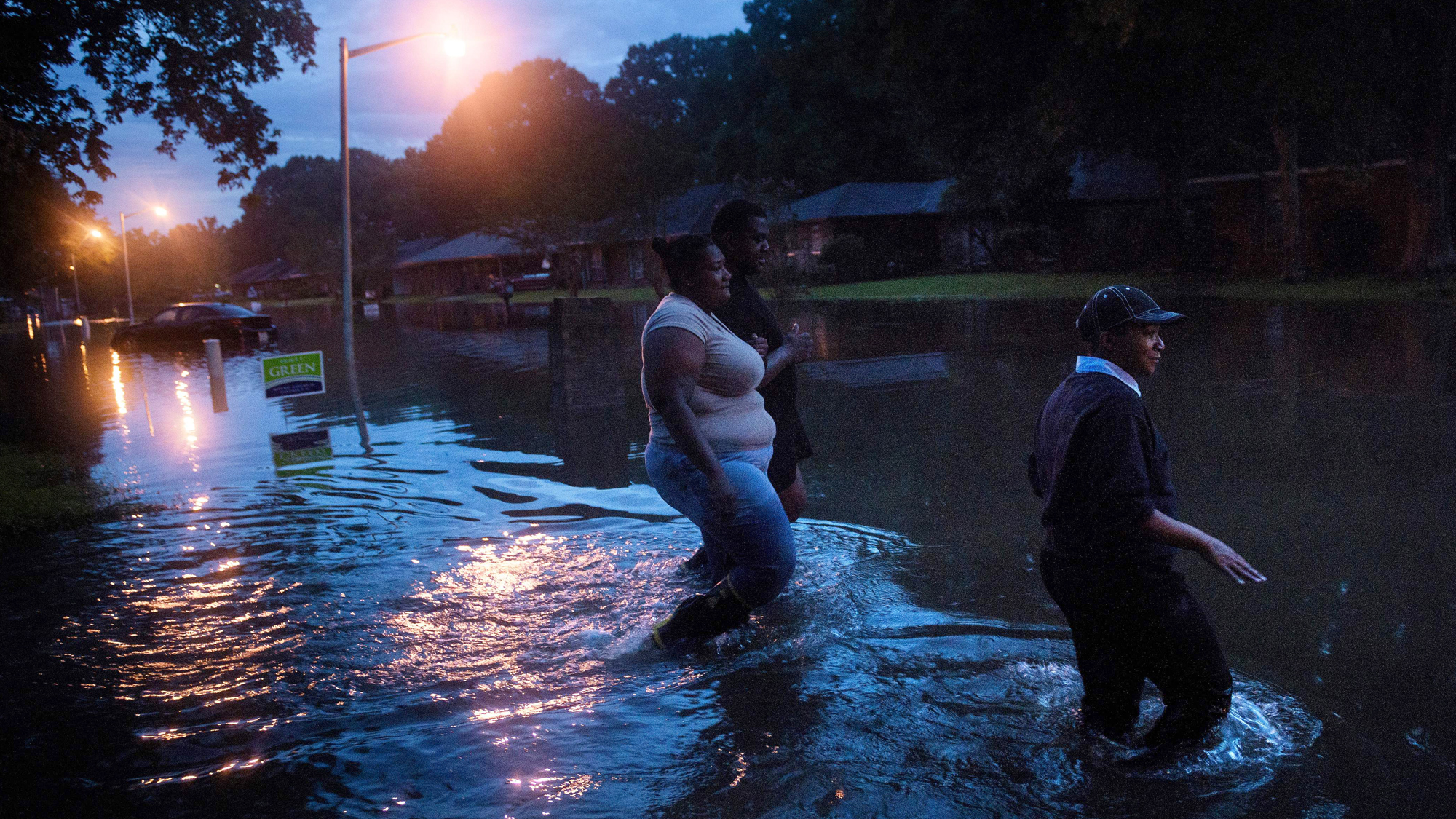 Baton Rouge Louisiana.
Floods ravaged the US state of Louisiana leaving six people dead and thousands more forced to flee rising waters after days of catastrophic rainstorms