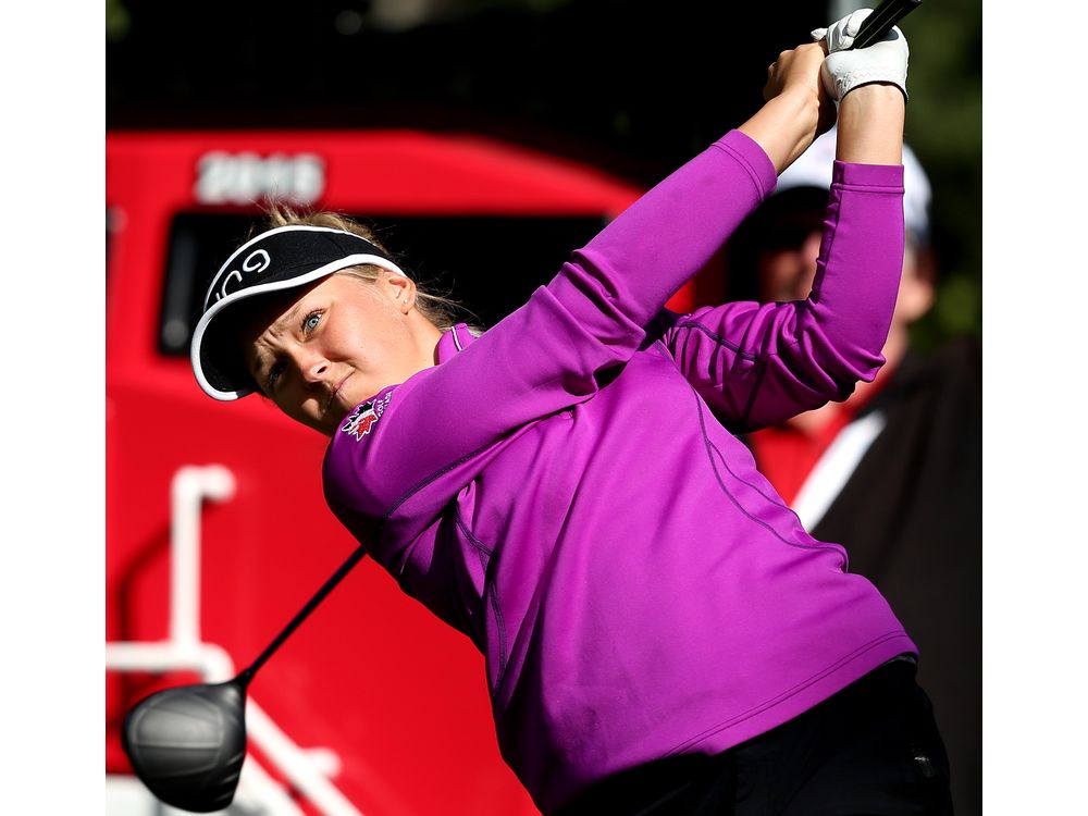 Canada's Brooke Henderson during the Pro Am at Priddis Greens Golf and Country Club west of Calgary Alta. on Wednesday