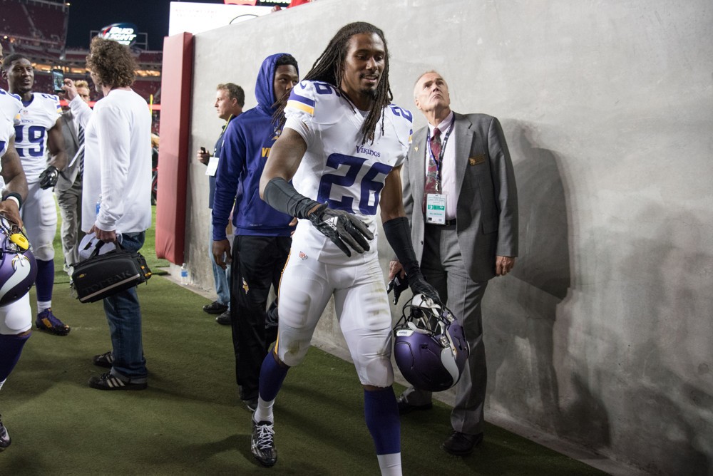 14 September 2015 Minnesota Vikings cornerback Trae Waynes in action during an NFL game between the Minnesota Vikings and the 49ers at Levi's Stadium in Santa Clara CA. The 49ers defeated the Vikings by the score of 20-3