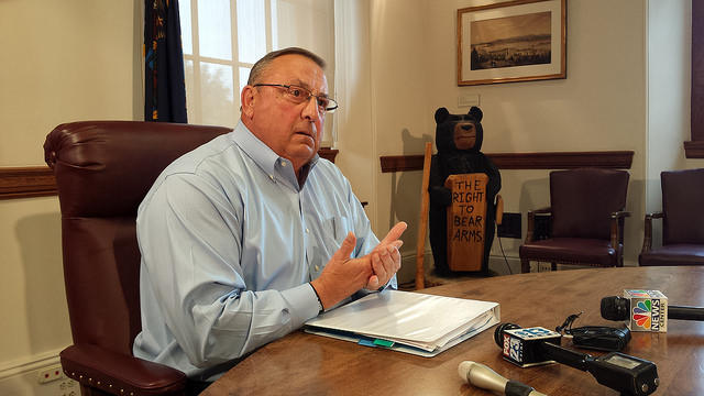 Maine Gov. Paul Le Page speaks during a conference