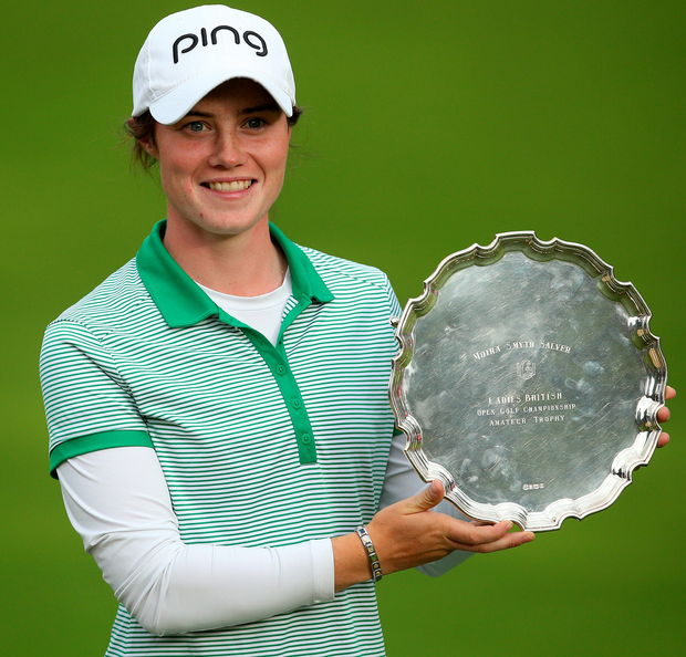 Major effort Leona Maguire poses with the amateur trophy