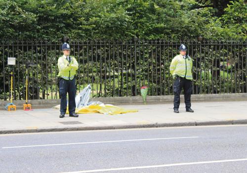 Police officers at the scene in Russell Square