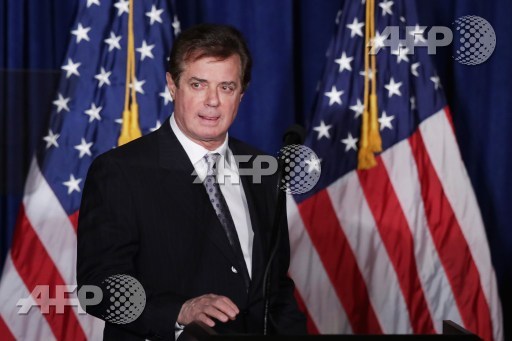 26 2016 shows Paul Manafort advisor to Republican presidential candidate Donald Trump's campaign checking the teleprompters before Trump's speech at the Mayflower Hotel in Washington DC. Paul Manafort the embattled chai