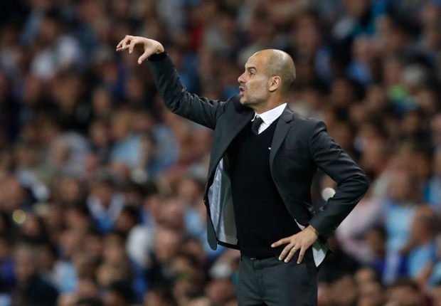 Manchester City manager Pep Guardiola during the Champions League qualifying play-off second leg at the Etihad Stadium