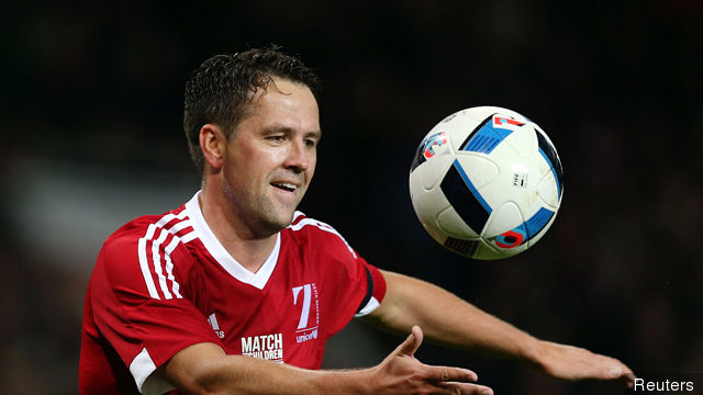 Great Britain & Ireland XI's Michael Owen celebrates scoring a goal