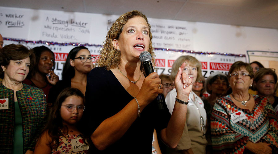 U.S. Representative Debbie Wasserman Schultz introduces U.S. Democratic presidential nominee Hillary Clinton at a field office for Schultz in Davie Florida U.S