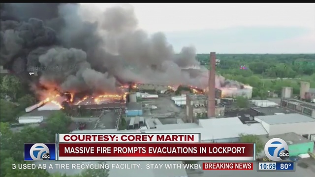 Large fire breaks out in Lockport, residents being evacuated