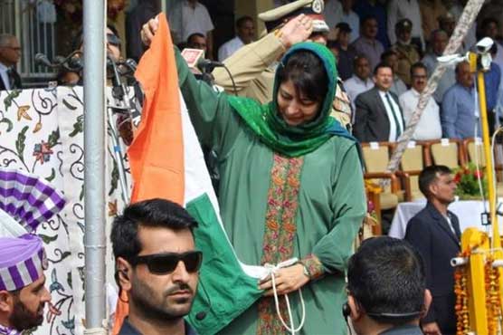 Mehbooba was hoisting the Indian flag as chief guest for the first time