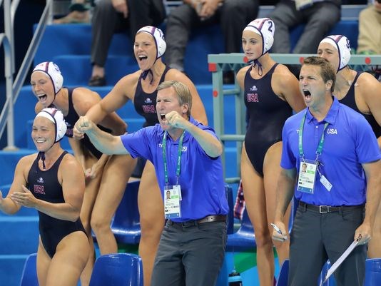 Members of the USA team react during the women's gold medal match against Italy at the Rio Olympic Games