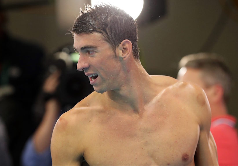 United States&#039 Michael Phelps leaves the pool deck after his team won gold in the men's 4 x 100-meter medley relay final during the swimming competitions at the 2016 Summer Olympics Saturday Aug. 13 2016 in Rio de Janeiro Brazil. (AP