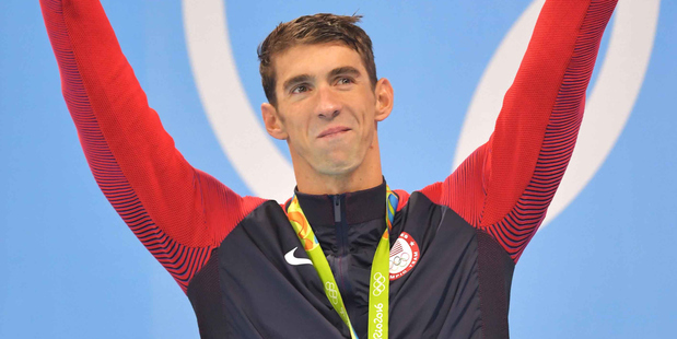 Michael Phelps after winning the 200m butterfly event at the Rio Olympics