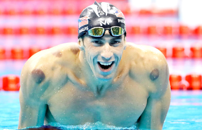 Michael Phelps of the US celebrates winning the gold medal in the men’s 200m butterfly at the 2016 Summer Olympics Tuesday. — AP