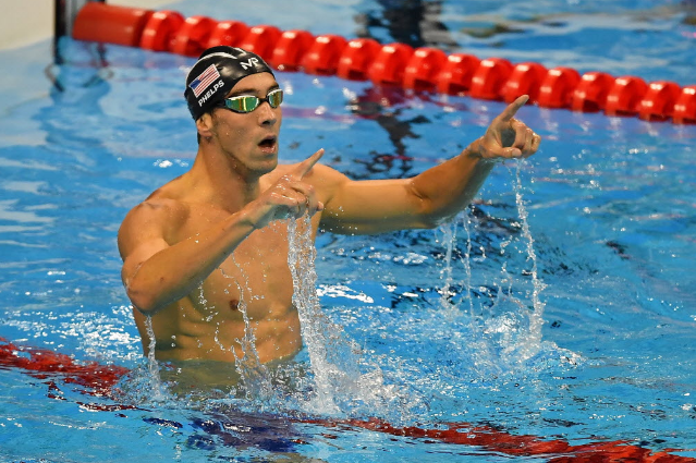 Michael Phelps of the United States celebrates winning gold in the 200-meter butterfly Tuesday in Rio de Janeiro. | Pascal Le Segretain  Getty Images