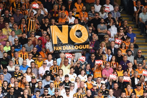 Michael Regan
Hull City fans hold up NO signs and banners over a range of issues including the lack of dialogue