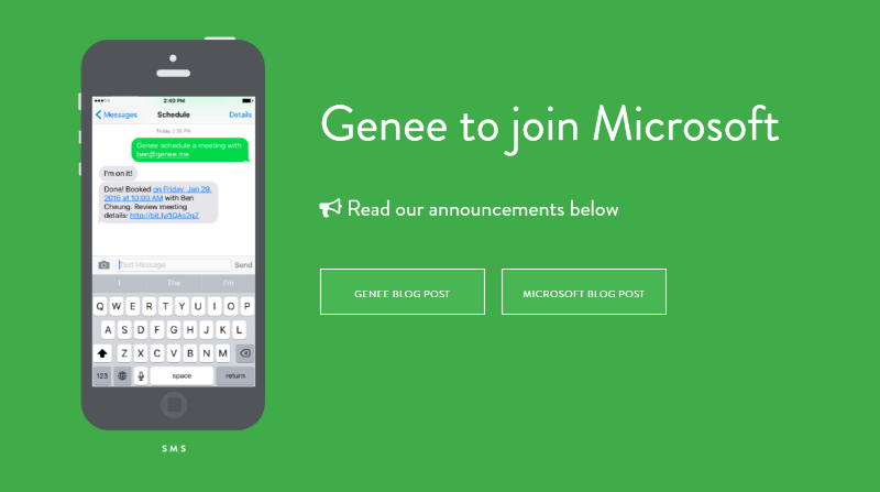 Microsoft Acquires AI-scheduling Service Genee to Integrate with Office 365