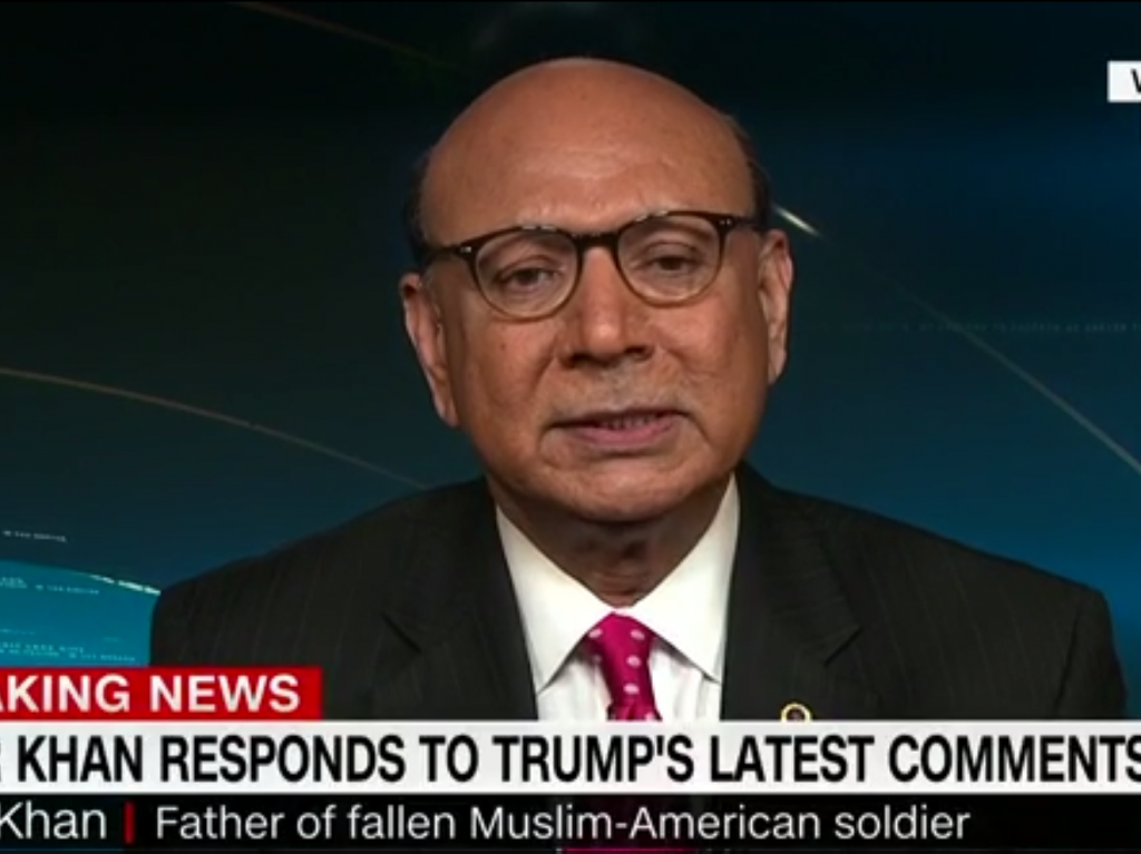 Military father Khizr Khan in an Aug. 2 appearance on CNN   Screenshot  CNN