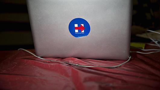 Laptop computer at the Clinton campaign field office