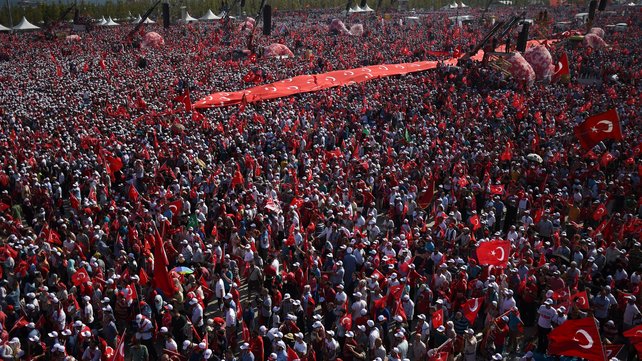 More than a million people attended the 'Democracy and Martyrs&#39 rally in Istanbul today