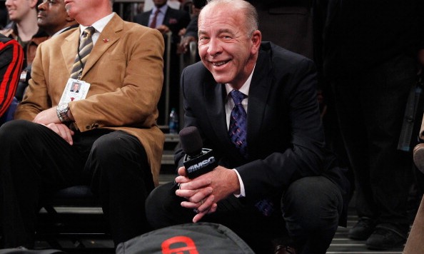 NEW YORK NY- DECEMBER 11 Broadcaster Al Trautwig works the game between the New York Knicks and the Chicago Bulls at Madison Square Garden