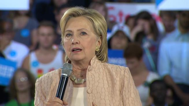 NBCDemocratic presidential nominee Hillary Clinton speaks at a campaign rally at John Marshall High School in Cleveland Ohio on Aug. 17 2016