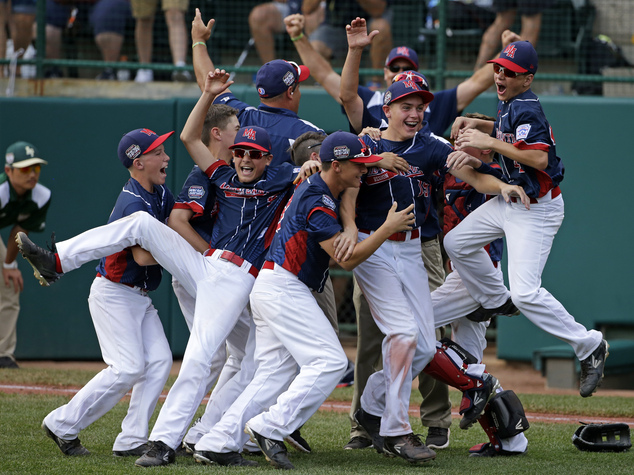 Endwell N.Y. celebrates its win over South Korea in the Little League World Series Championship baseball game in South Williamsport Pa. Sunday Aug. 28 2