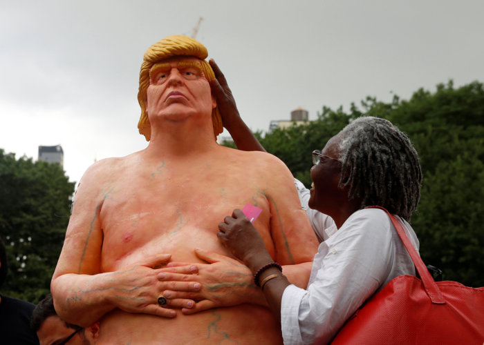 Street Artists Erect Nude Sculpture of Donald Trump in New York's Union Square